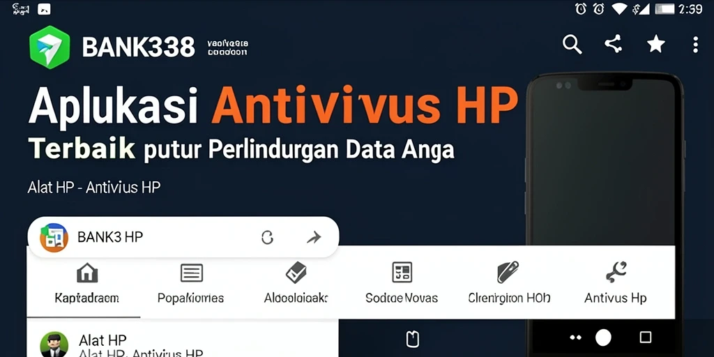 Tampilan utama aplikasi BANK338 dengan fungsi Antivirus HP yang efisien.