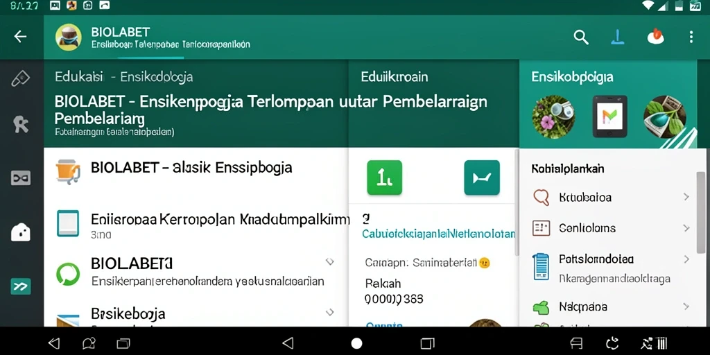 Tampilan antarmuka aplikasi BIOLABET yang interaktif dan informatif.