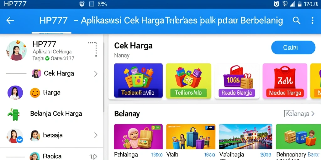 Tampilan antarmuka HP777 yang sederhana dan informatif untuk Cek Harga.