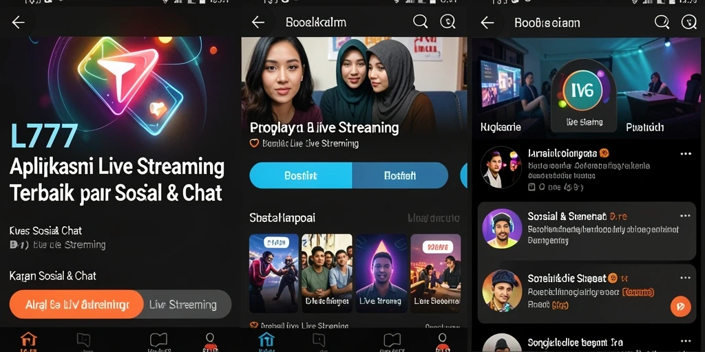 Antarmuka aplikasi L777 yang interaktif untuk Live Streaming.