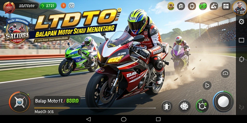 Screenshot LTDTOTO menampilkan balapan motor yang mendebarkan dan grafis yang menawan.