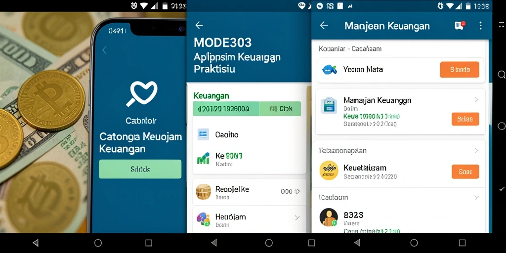 Screenshot utama MODE303 menampilkan antarmuka Catatan Keuangan yang intuitif.