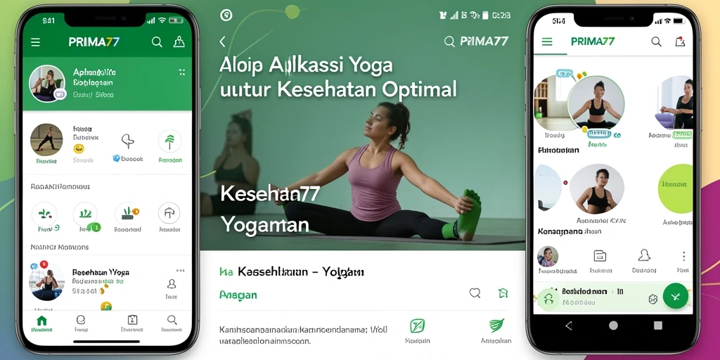 Tampilan antarmuka aplikasi PRIMA77 dengan berbagai fitur Yoga yang ramah pengguna.