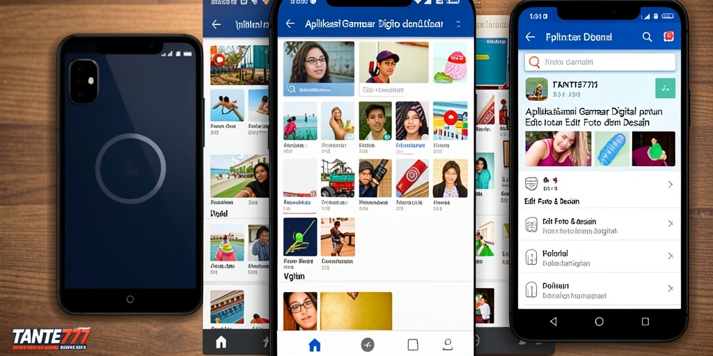 Antarmuka aplikasi TANTE777 yang mudah digunakan untuk pengeditan gambar digital.
