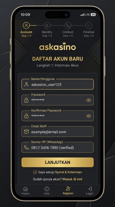 Cara Mudah Daftar Akun askasino di Android